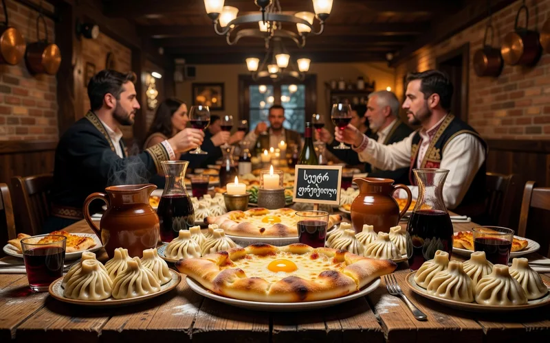 Eglise de la Trinite de Guergeti avec le Mont Kazbek enneige en arriere-plan